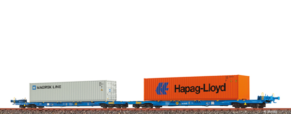 Brawa 48109 - 2pc Container Car Sffggmrrss36 MAERSK / Hapag-Lloyd AAE