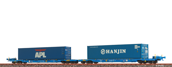 Brawa 48110 - 2pc Container Car Sffggmrrss36 APL / HANJIN AAE