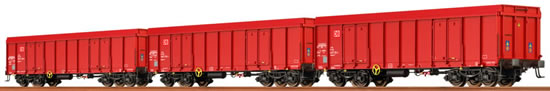 Brawa 48504 - 3pc Open Freight Car Set Eaos of DB AG