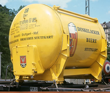 Brawa 49106 - German Container Car BTmms 58, with Ddikr 621 Dinkelacker with brakemans platform