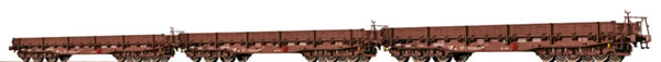 Brawa 67011 - German 3 Piece Heavy Duty Flat Cars Set Samm of the DR