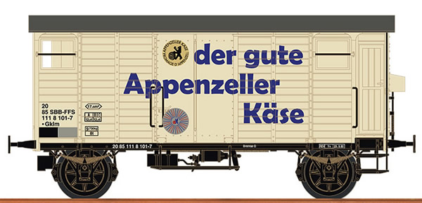 Brawa 67863 - Swiss Covered Freight Car K2 APPENZELLER CHEESE of the SBB