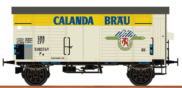 Brawa 67864 - Swiss Covered Freight Car K2 CALANDA BRÄU of the SBB