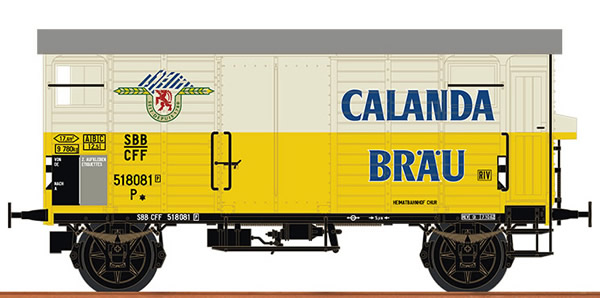 Brawa 67868 - Swiss Covered Freight Car K2 CALANDA BRÄU of the SBB