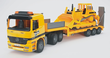 Bruder 02659 - MB Flatbed Truck with Bulldozer in Yellow