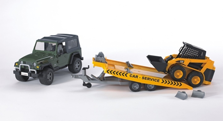 Bruder 02923 - Jeep Wrangler with Tow Trailer and 02435 Skid Steer Loader