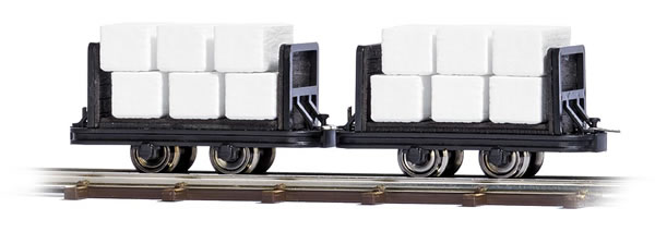 Busch 12212 - Two Flat Wagons with Cellulose Bales
