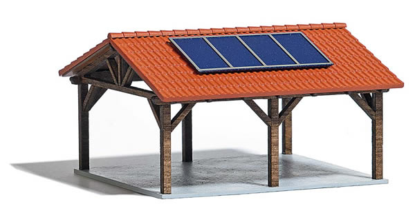 Busch 1571 - Peak-Roofed Carport with Solar Panels