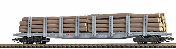 Busch 31136 - Type Snps 719 Flatcar with Stakes & Log Load
