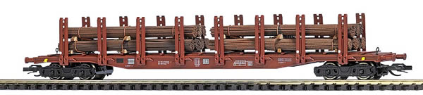 Busch 31137 - Type Snps 719 Flatcar with Stakes & Log Load