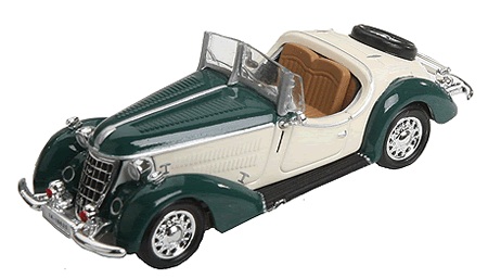 Busch 38649 - Audi 1936 Wanderer W25 Roadster -- Green/Ivory w/Top Down 