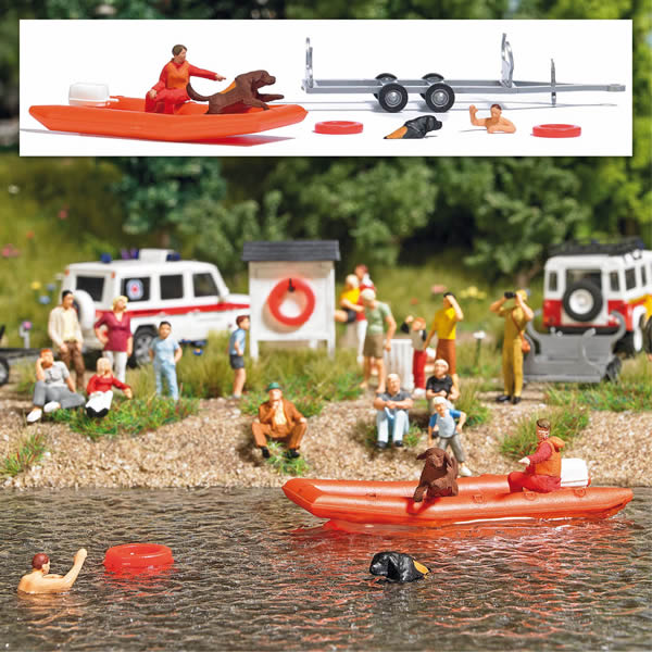 Busch 7897 - Water rescue with Newfoundland dogs and dinghy