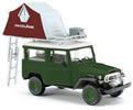 Toyota Land Cruiser with dome tent, green