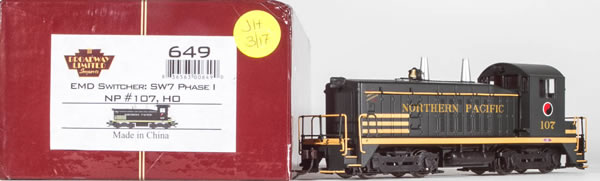 Consignment 649 - Broadway Limited USA Diesel Locomotive EMD Switcher SW7 Phase 1 #107 of the NP