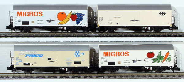 Consignment ARHN1003 - Arnold Swiss 4-Piece Refrigerated Migros Boxcar Set of the SBB