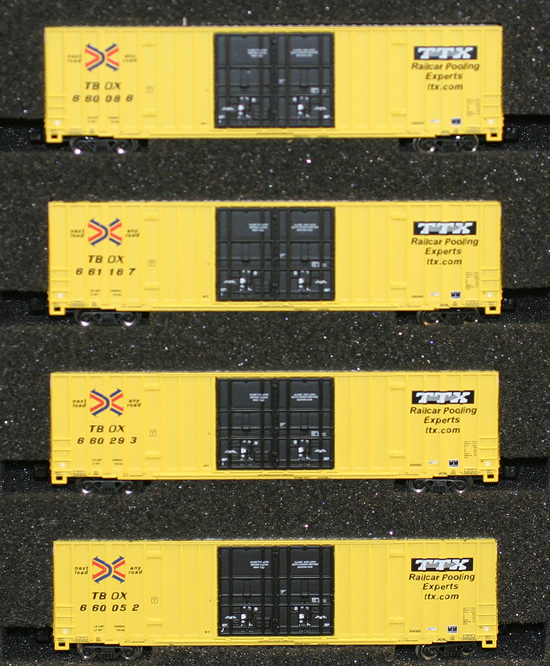 Consignment AZL90401-1 - AZL 90401-1 - Set of 4 60 Gunderson High Cube Boxcars TTX