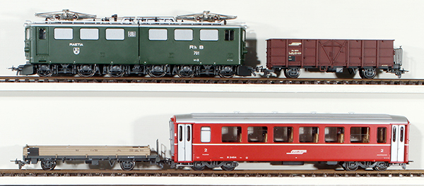 Consignment BE7254100 - Bemo Swiss 4-Piece Mixed Train Starter Set of the RhB