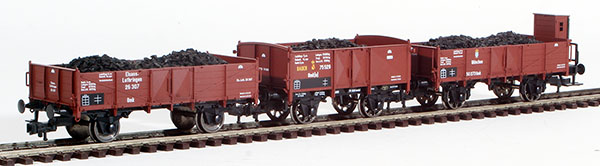 Consignment FL521204 - Fleischmann German 3-Piece Freight Car w/ Coal Loads Set of the K.P.E.V.