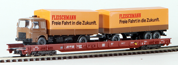 Consignment FL5277 - Fleischmann Flat Bed with Truck and Wagon Cargo Zukunft