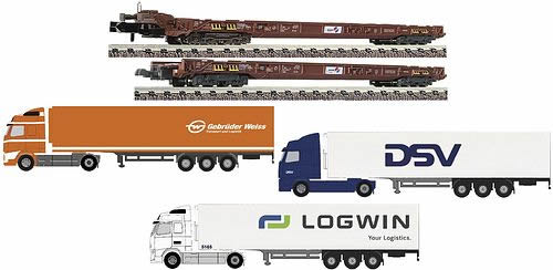 Consignment FL827081 - Fleischmann 827081 - 6-Piece Set Rolling Road Low Floor Cars + Trucks