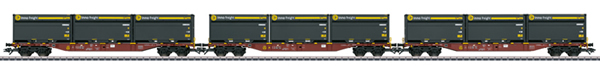 Consignment MA47090 - Marklin 47090 - Three container wagons Sngss with WoodTainer XXL containers