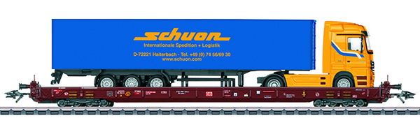 Consignment MA47427 - Marklin 47427 - Depressed Floor End Flat Car Type Saadkms 690 with truck load Rolling Highway