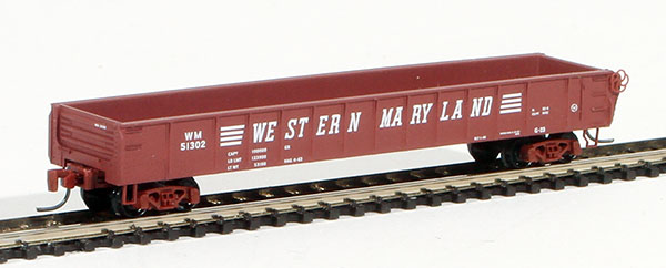 Consignment MT13201-2 - Micro-Trains American 50 Gondola, Straight Side, w/ Drop Ends of the Western Maryland Railway 