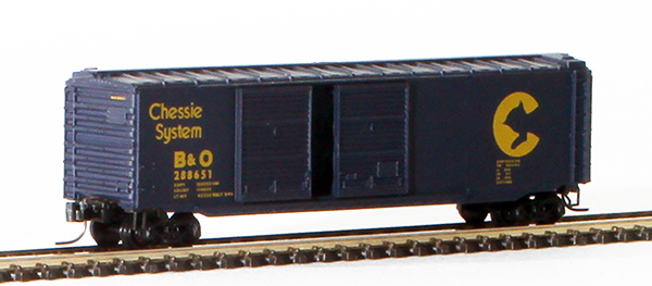Consignment MT13706 - Micro-Trains American 50 Standard Boxcar, Double Door, of the B & O Chessie System