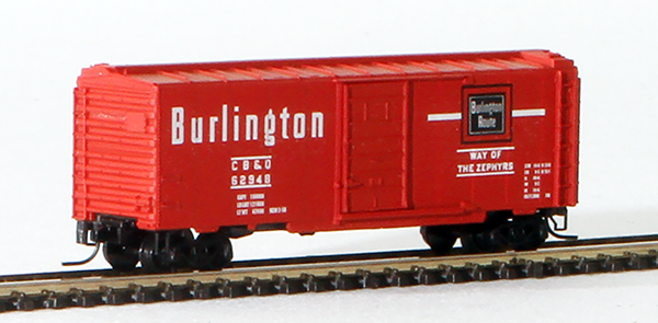 Consignment MT14107 - Micro-Trains American 40 Standard Boxcar, Single Door, of the Burlington Northern Railroad