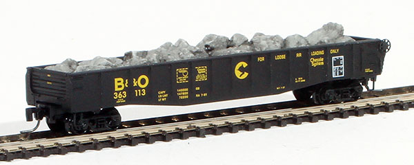 Consignment MT52200130 - Micro-Trains American 50 Gondola, Fishbelly Side, Drop Ends, w/ Stone Load of the Baltimore & Ohio Railroad