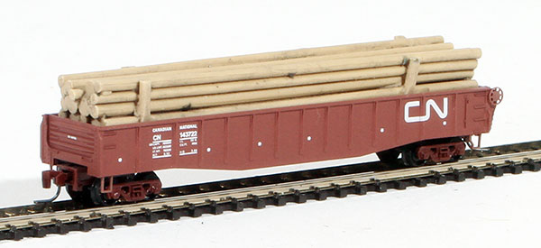 Consignment MT52200140 - Micro-Trains Canadian 50 Gondola, Fishbelly Side, Dropo Ends w/ Log Load of the Canadian National Railway