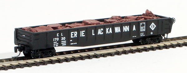 Consignment MT52200172 - Micro-Trains American 50 Gondola, Fishbelly Side, Drop Ends w/ Scrap Metal Load of the Erie Lackawanna Railway