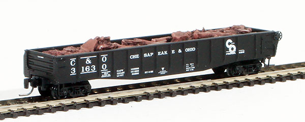 Consignment MT52200181 - Micro-Trains American 50 Gondola., Fishbelly Side, Drop Ends w/ Scrap Load of the Chesapeake & Ohio Railway 