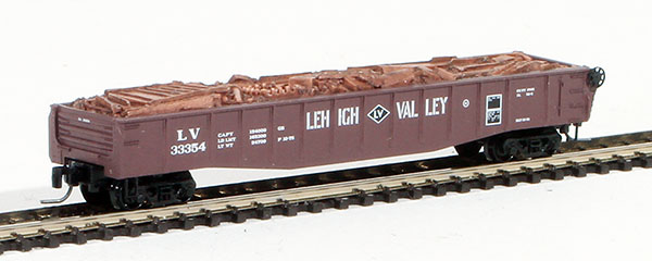 Consignment MT52200211 - Micro-Trains American 50 Gondola, Fishbelly Side w/ Drop Ends and Scrap Iron Load of the Lehigh Valley Railroad 