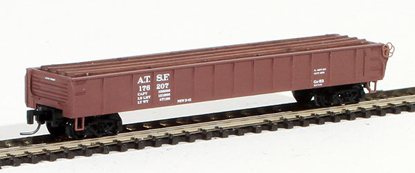 Consignment MT52300041 - Micro-Trains American 50 Gondola, Straight Sides, Drop Ends, w/ H-Beam Load of the Atchison, Topeka & Santa Fe Railway