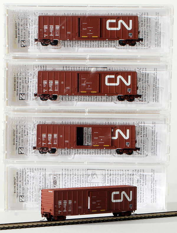 Consignment MT994-00-036 - Micro-Trains Canadian 50 Rib-Side Boxcar 4-Piece Set of the Canadian National Railway