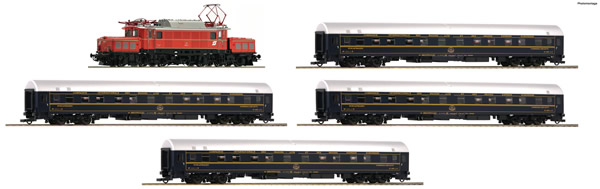 Consignment RO61470 - Roco 61470 - Austrian Electric locomotive class 1020 and 4 sleeping cars of the ÖBB (DCC Sound Decoder)