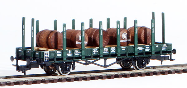Consignment RO66351 - Roco German Stake Car with Barrels Load of the K.Bay.Sts.B.