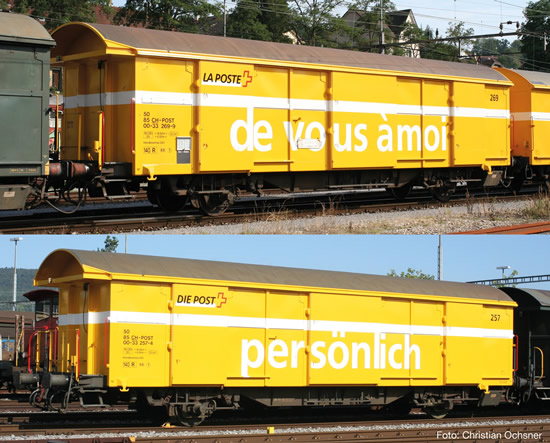 Consignment RO67183 - Roco 67183 - Set of Postal Goods Wagons of the SBB