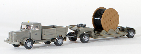 Consignment WI27852 - Wiking Truck and Low-Loader Trailer with Cable Spool Load