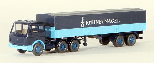 Consignment WI515-KN - Wiking Kuhne & Nagel Mercedes-Benz 2632 with Long Platform Trailer
