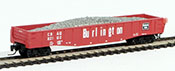 Micro-Trains American 50' Gondola, Fishbelly Side, Drop Ends w/ Gravel Load of the Chicago, Burlington & Quincy Railroad