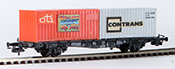 Rowa German Flat Wagon with CTI and Contrans Ship Containers of the DB