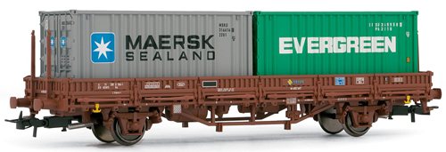 Electrotren E1546 - Low side wagon RENFE, type Ks, with 2 containers