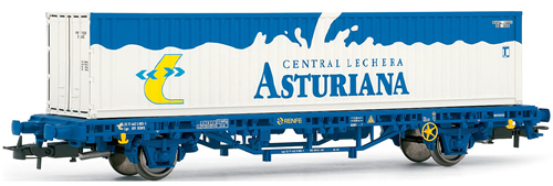 Electrotren E1548 - Low side wagon RENFE, type Lgs, loaded with container Central Lechera Asturiana