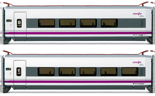 Electrotren E3516 - Set x 2 units coaches AVE S-112, 1x tourist & 1x club class, RENFE