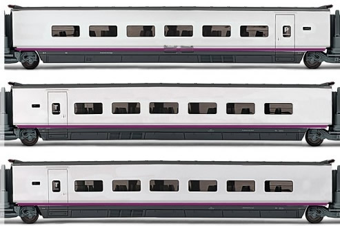Electrotren E3521 - 3pc Additional Coach Set AVE S-100 of the RENFE