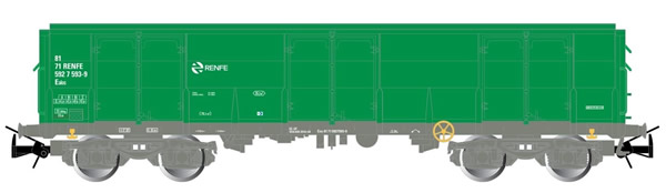 Electrotren E6541 - 4-axle open wagon Ealos type in green livery, loaded with logs