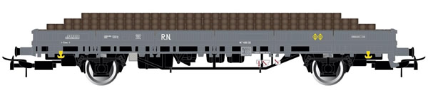 Electrotren E6543 - 2-axle stake wagon in grey livery, loaded with wooden sleepers