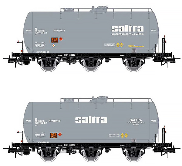Electrotren HE6051 - 2-unit set 3-axle tank wagon, Saltra livery